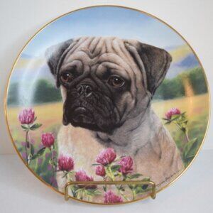 Pug Dog Collector Plate Danbury Mint "Prairie Pug" Artist Simon Mendez Limited!